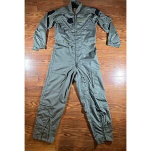 USAF Green 27P Flight Suit Mens 42L Fire Resistant Coveralls Pilot MIL-C-83141A